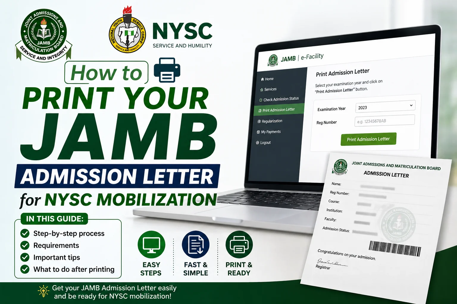 How to Print Your JAMB Admission Letter for NYSC Mobilization